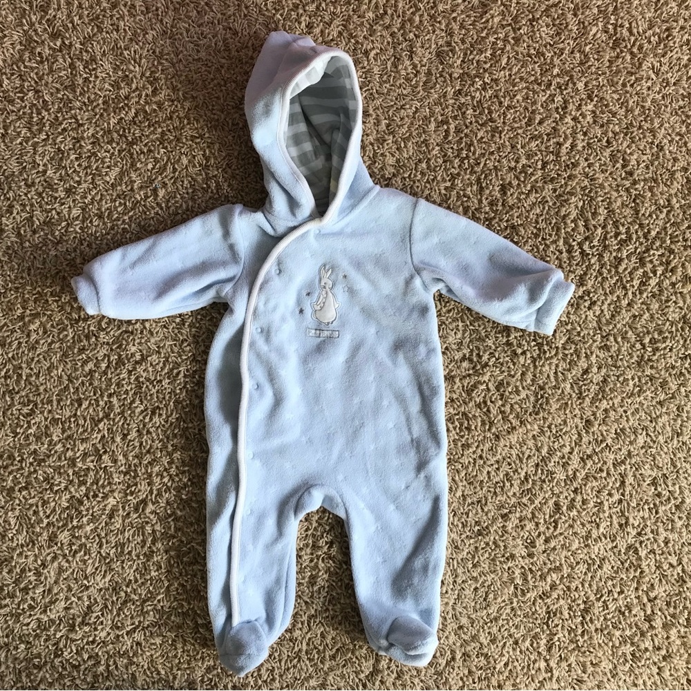 Cute Baby Neutral Peter rabbit Zip-Up Fleece Sleep & Play Pajamas